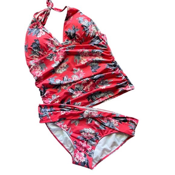 Joules Swim Joules Red Floral Tankini Belle Bottoms Marissa Halter